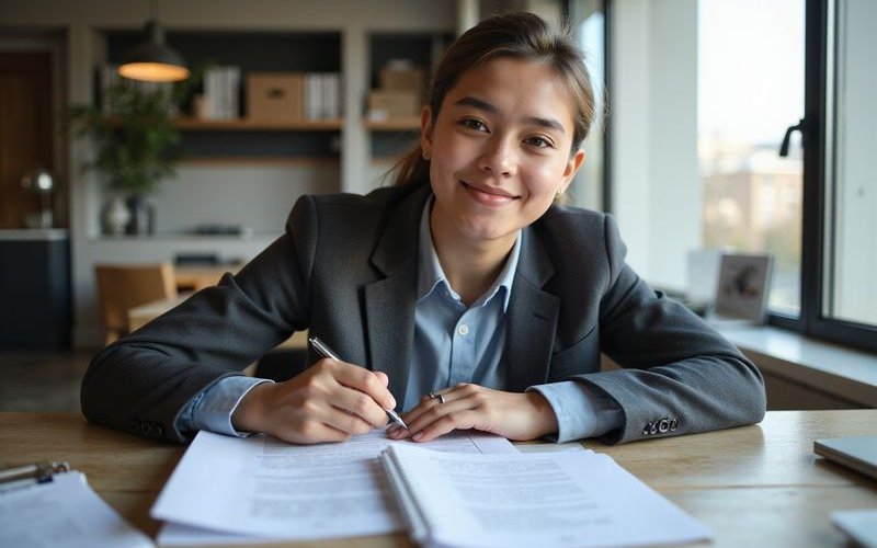 First home buyer reviewing grant application